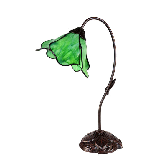 Green Single Lotus Tiffany Stained Glass Table Lamp Table Lamp G&G Bros Green