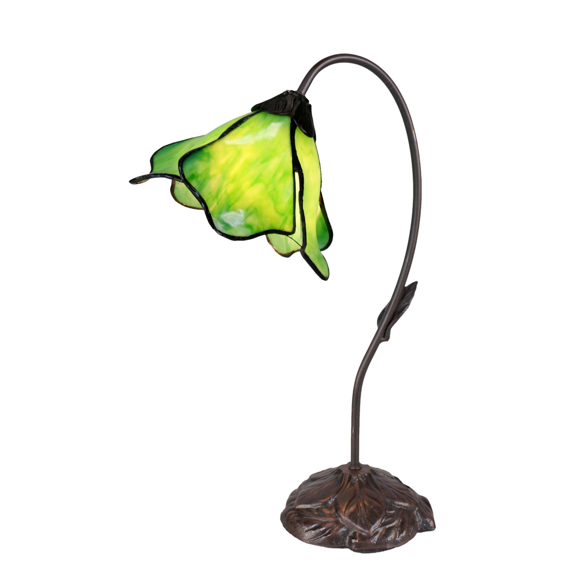 Green Single Lotus Tiffany Stained Glass Table Lamp Table Lamp G&G Bros
