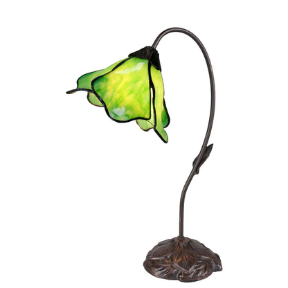Blue Single Lotus Tiffany Stained Glass Table Lamp Table Lamp G&G Bros Green