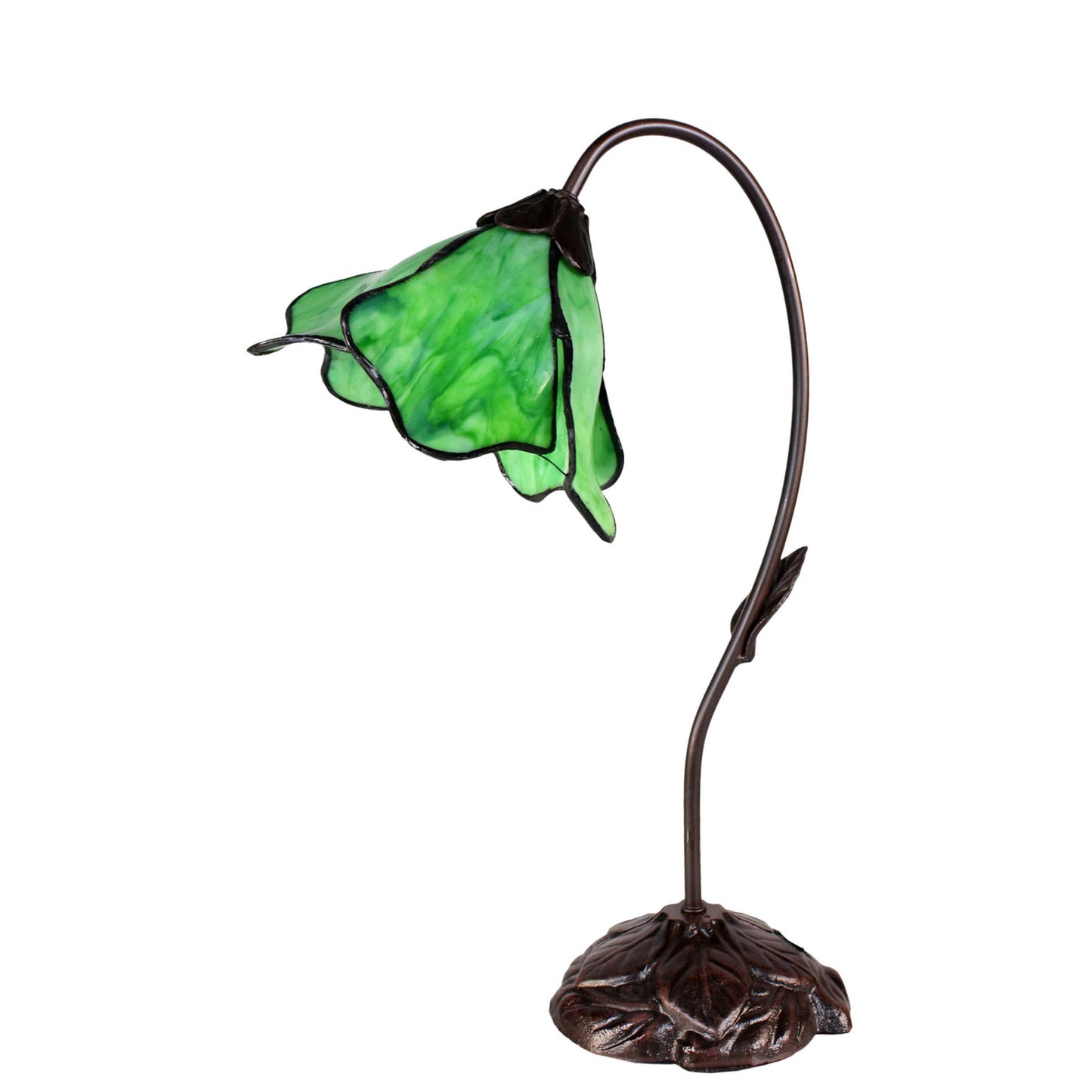 Pink Single Lotus Tiffany Stained Glass Table Lamp Table Lamp G&G Bros Green