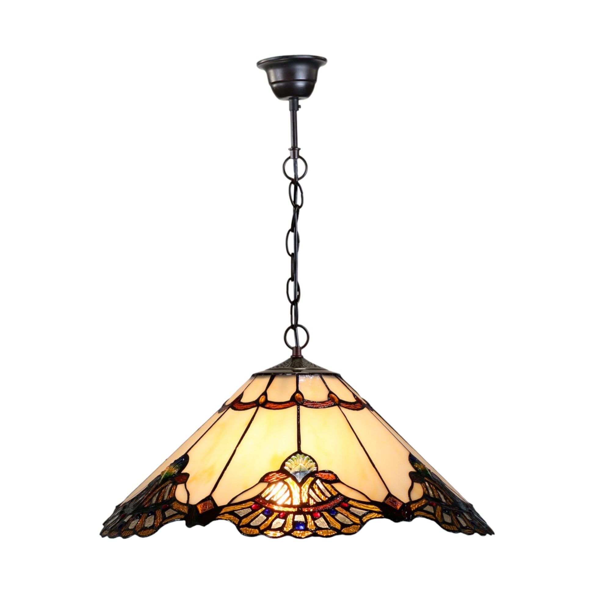 Tiffany Benita Jade Stained Glass Pendant Light Pendant Light G&G Bros Beige  