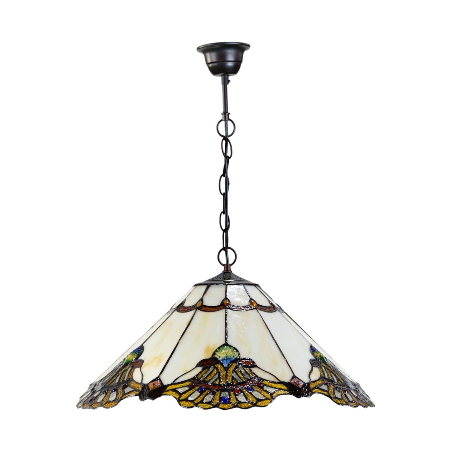 Tiffany Benita Beige Stained Glass Pendant Light Pendant Light G&G Bros   