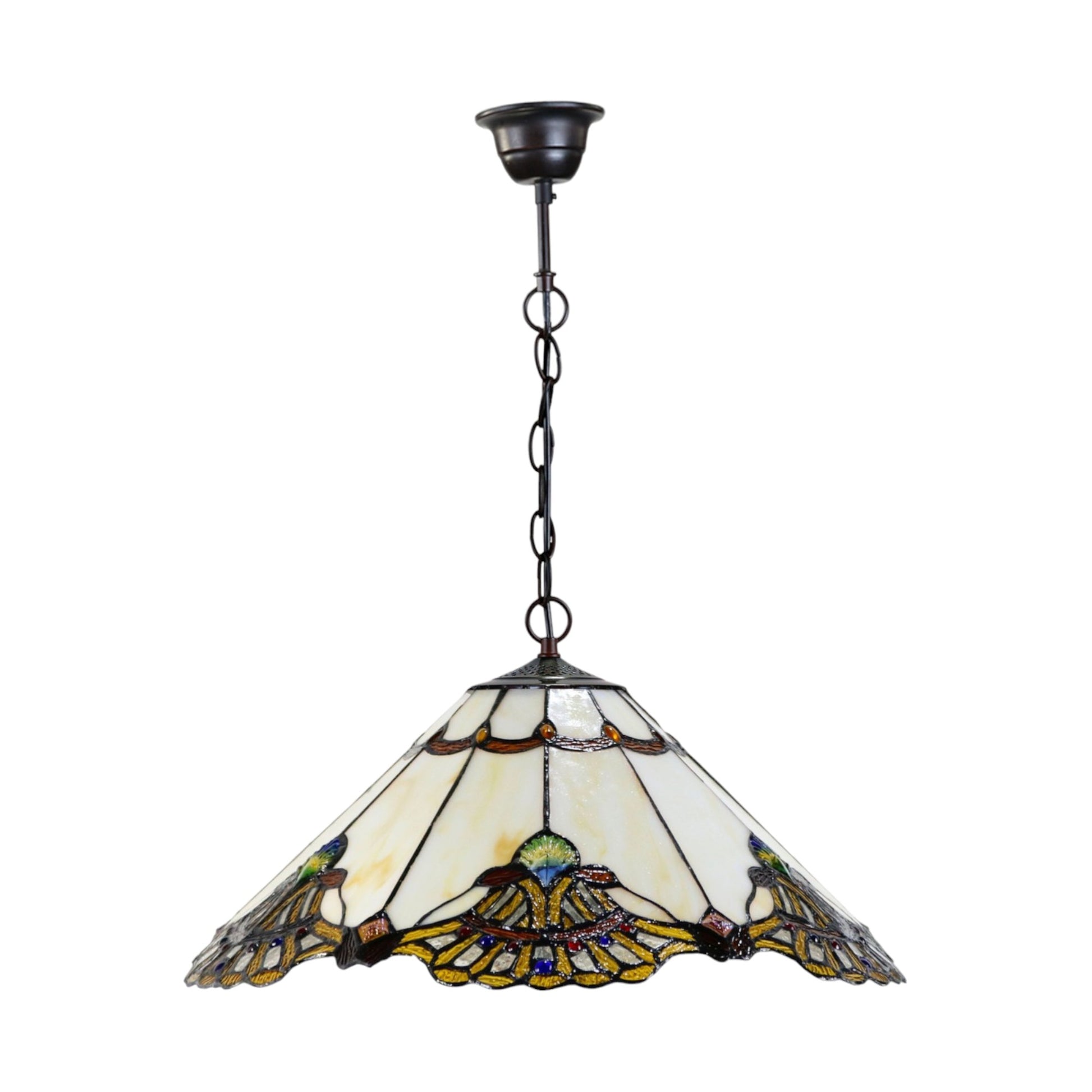 Tiffany Benita Beige Stained Glass Pendant Light Pendant Light G&G Bros   