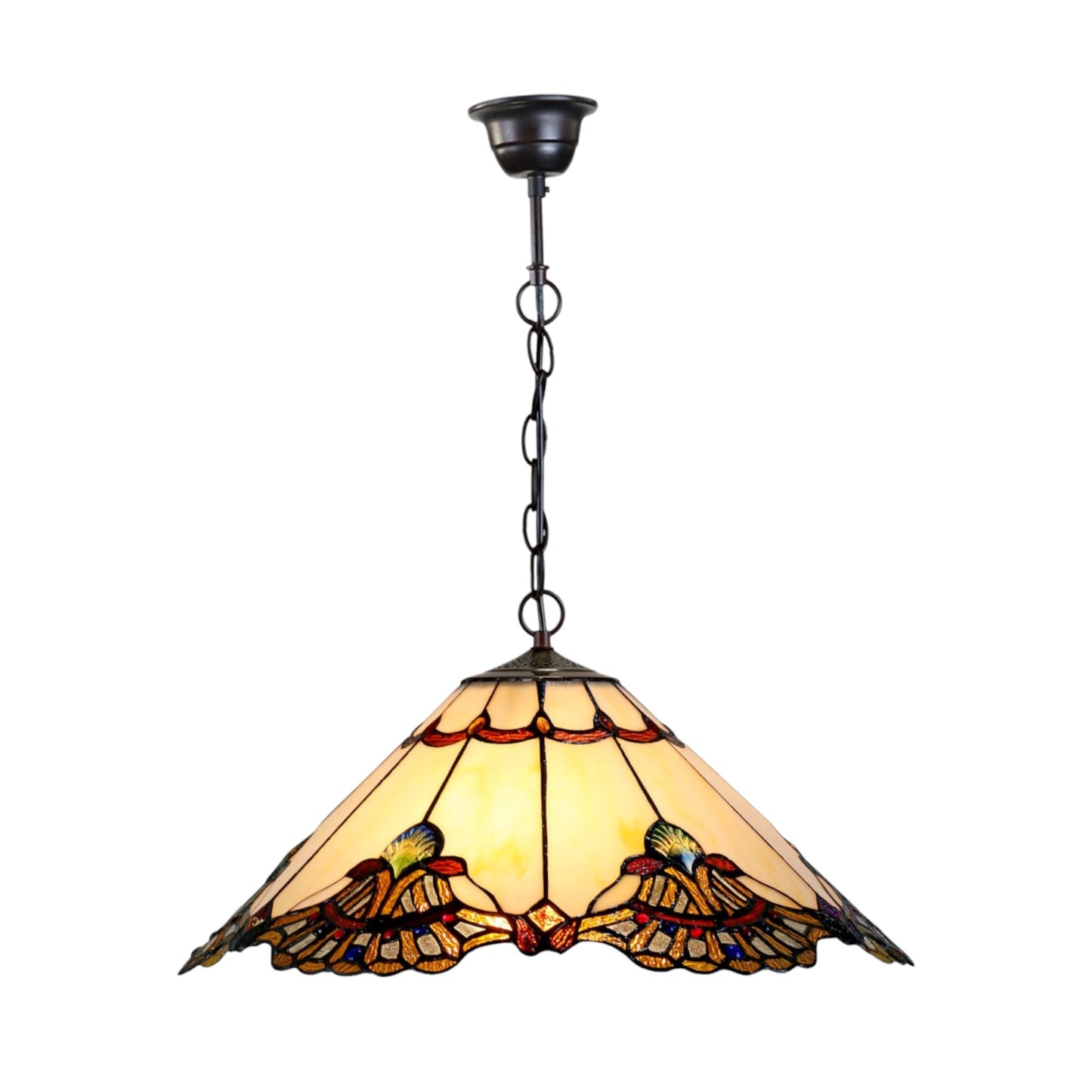 Tiffany Benita Beige Stained Glass Pendant Light Pendant Light G&G Bros   