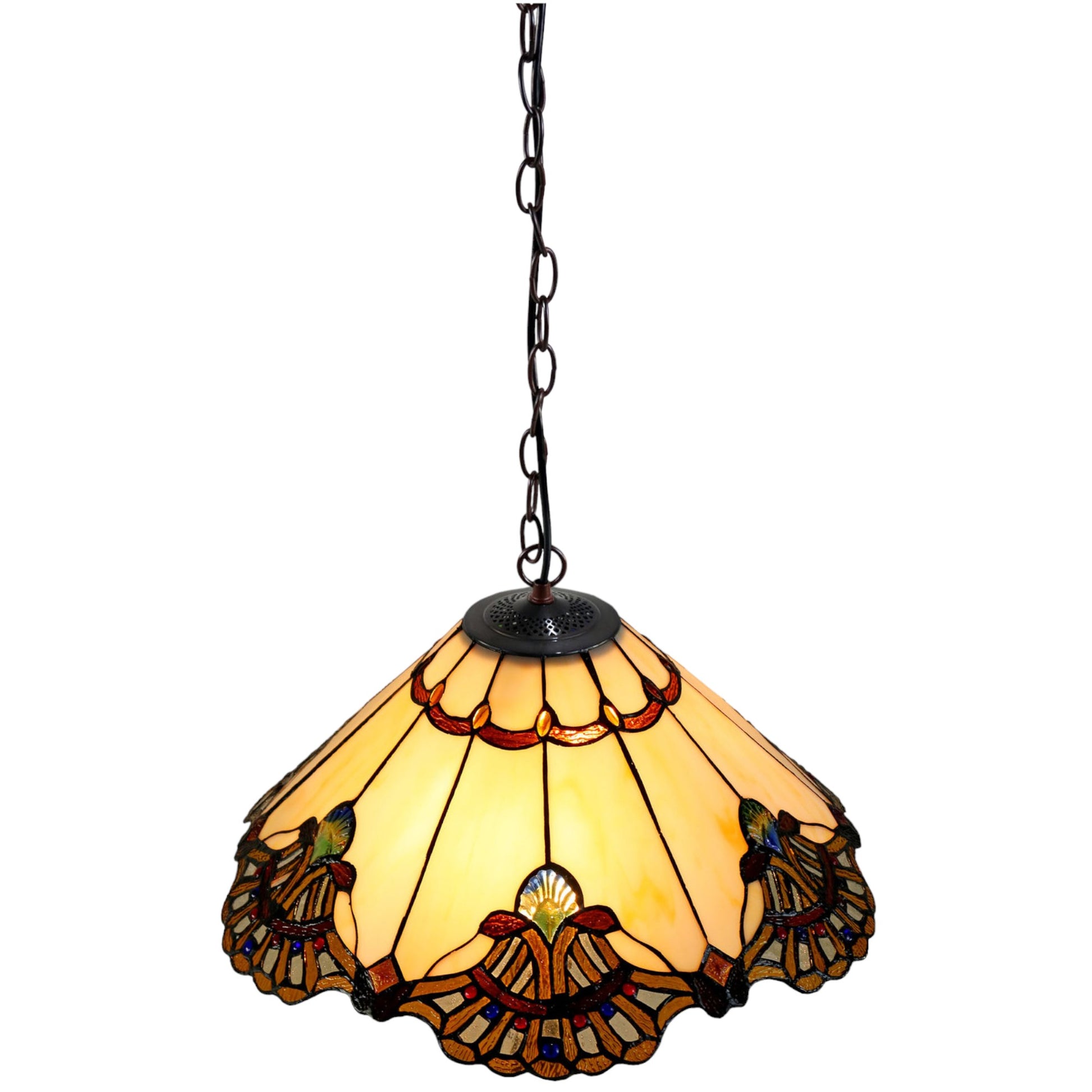 Tiffany Benita Beige Stained Glass Pendant Light Pendant Light G&G Bros   