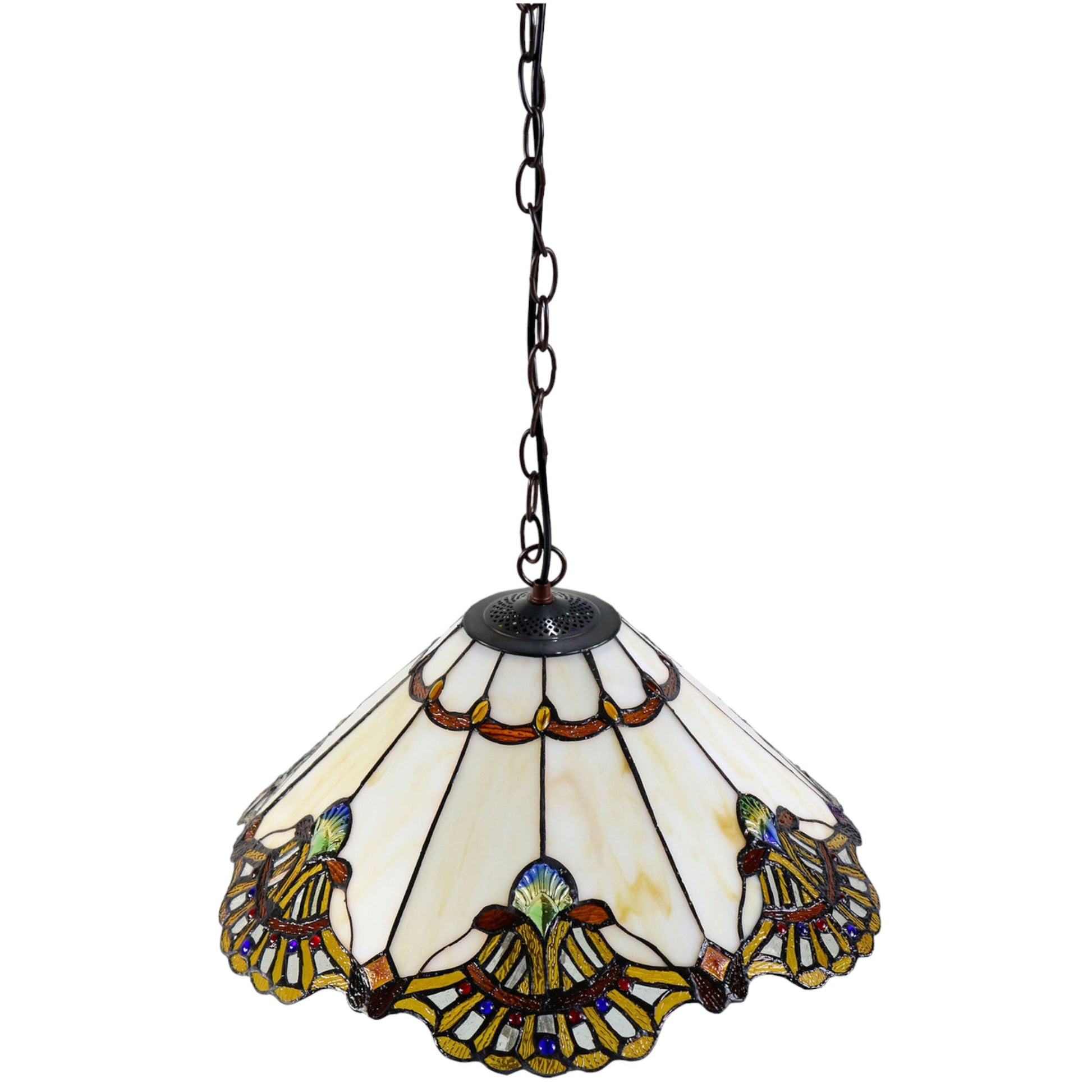 Tiffany Benita Beige Stained Glass Pendant Light Pendant Light G&G Bros   