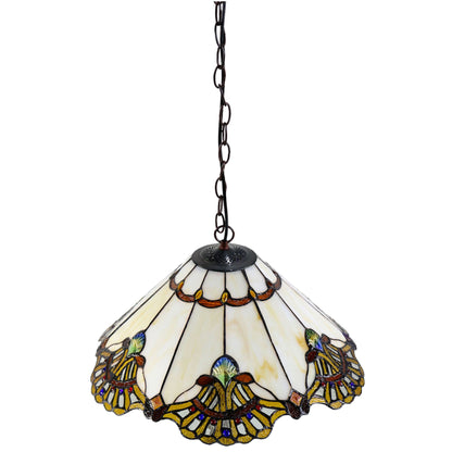 Tiffany Benita Beige Stained Glass Pendant Light Pendant Light G&G Bros   