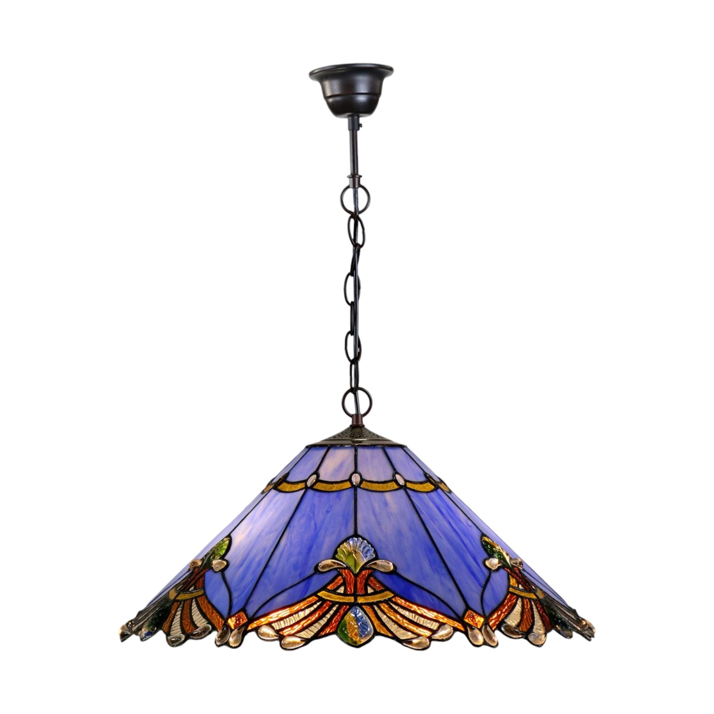 Tiffany Benita Beige Stained Glass Pendant Light Pendant Light G&G Bros Purple  