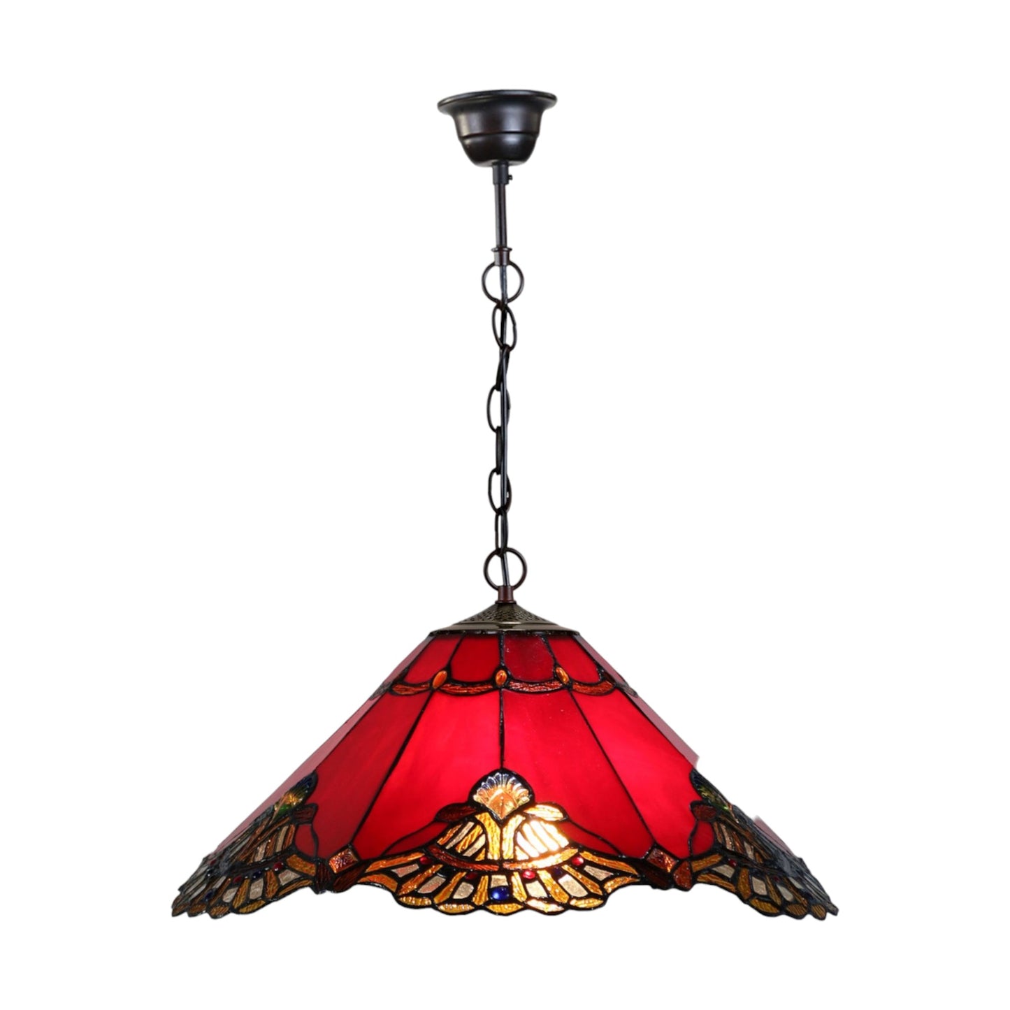 Tiffany Benita Beige Stained Glass Pendant Light Pendant Light G&G Bros Red  