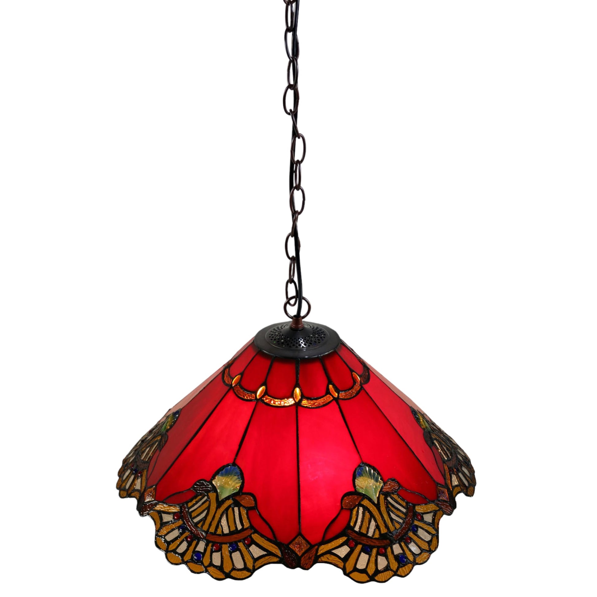 Tiffany Benita Red Stained Glass Pendant Light Pendant Light G&G Bros   