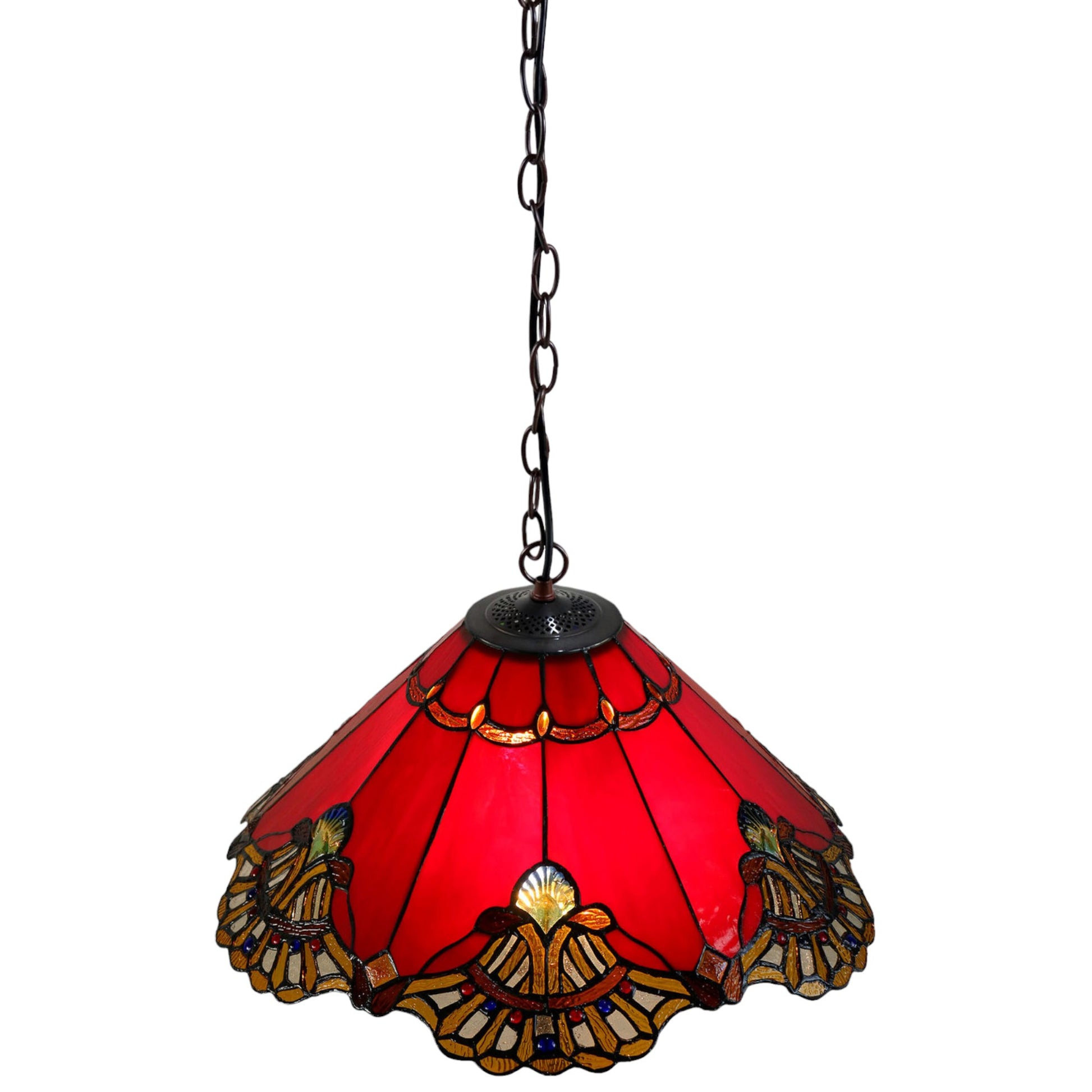 Tiffany Benita Red Stained Glass Pendant Light Pendant Light G&G Bros   