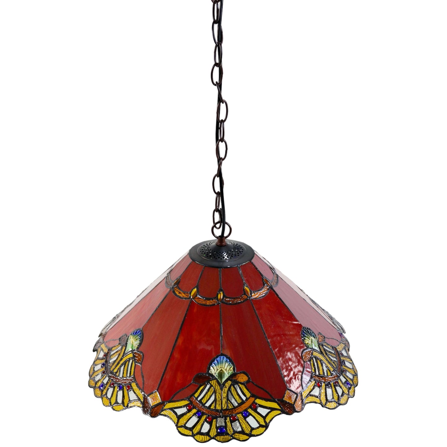 Tiffany Benita Red Stained Glass Pendant Light Pendant Light G&G Bros   
