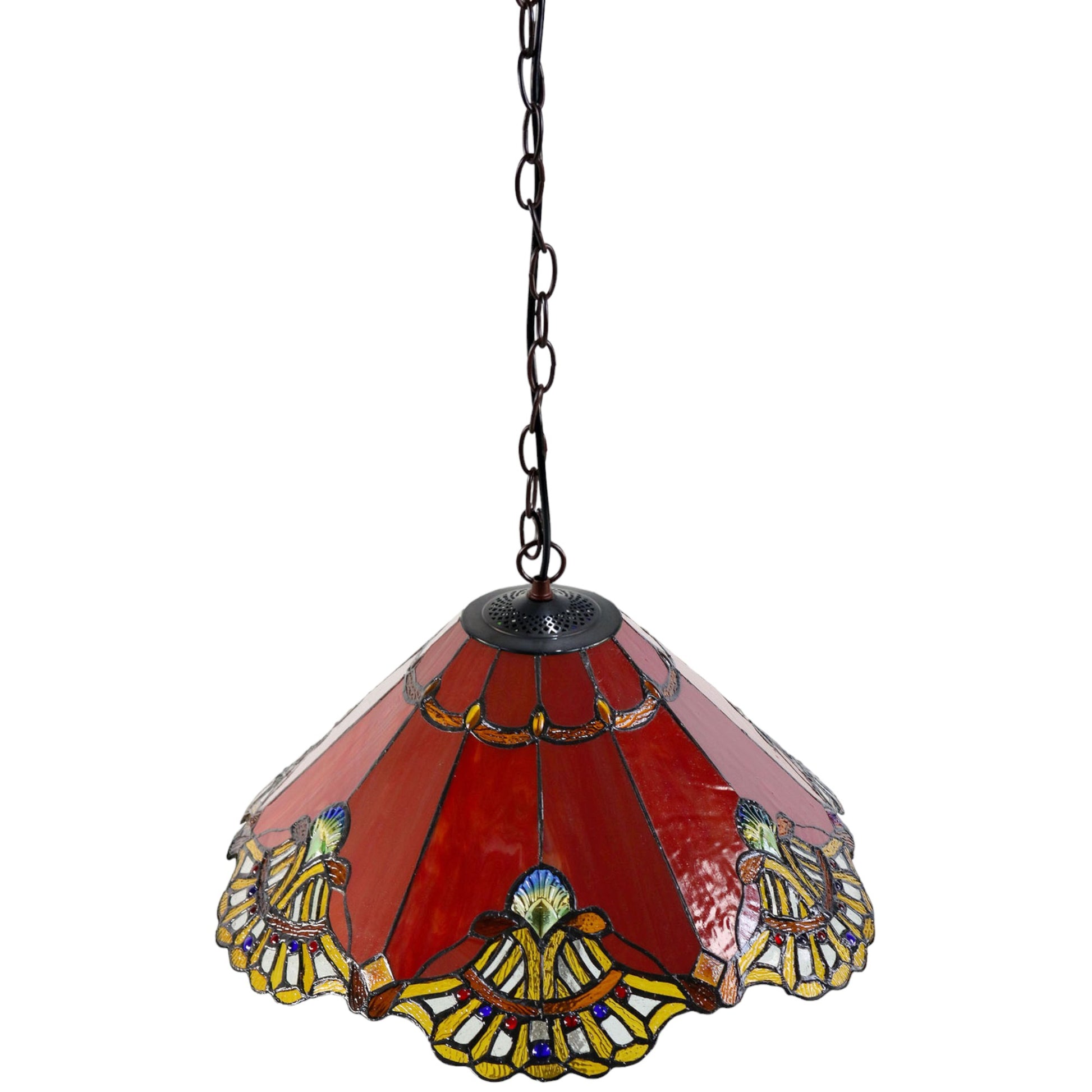 Tiffany Benita Red Stained Glass Pendant Light Pendant Light G&G Bros   