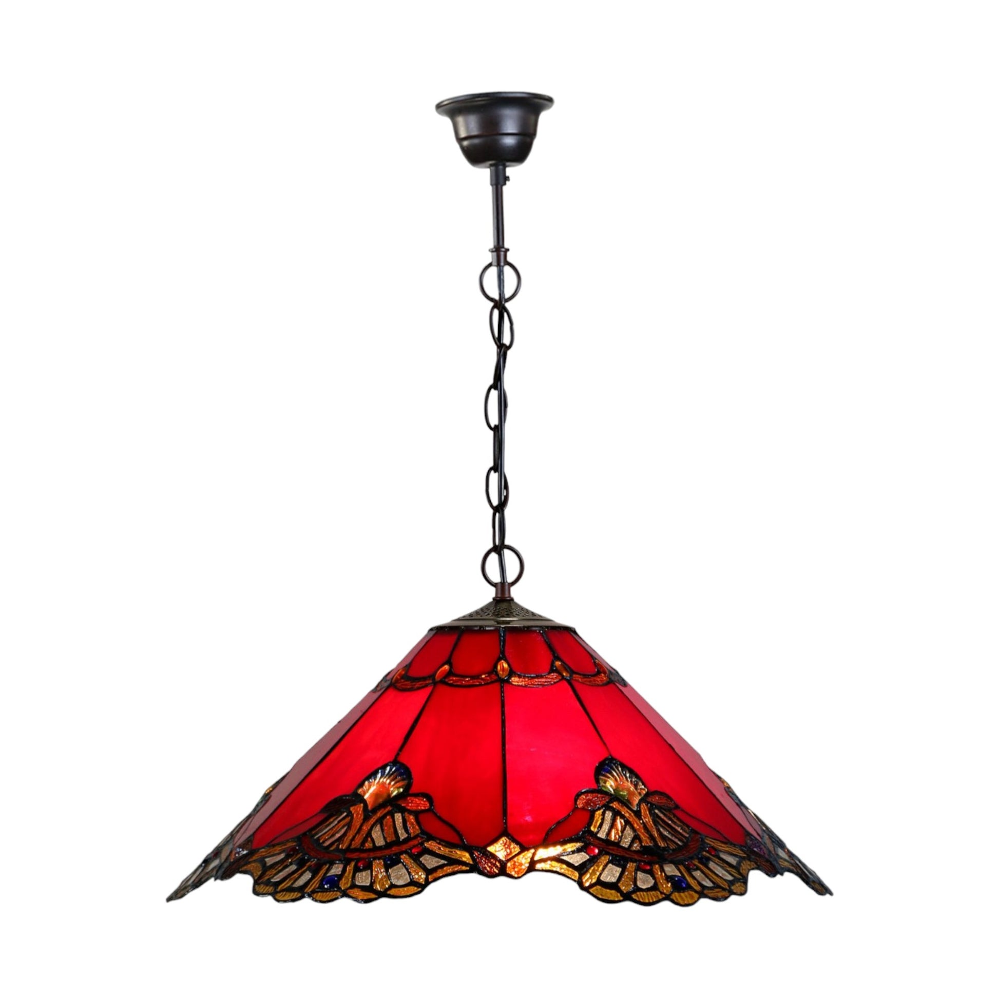 Tiffany Benita Red Stained Glass Pendant Light Pendant Light G&G Bros   