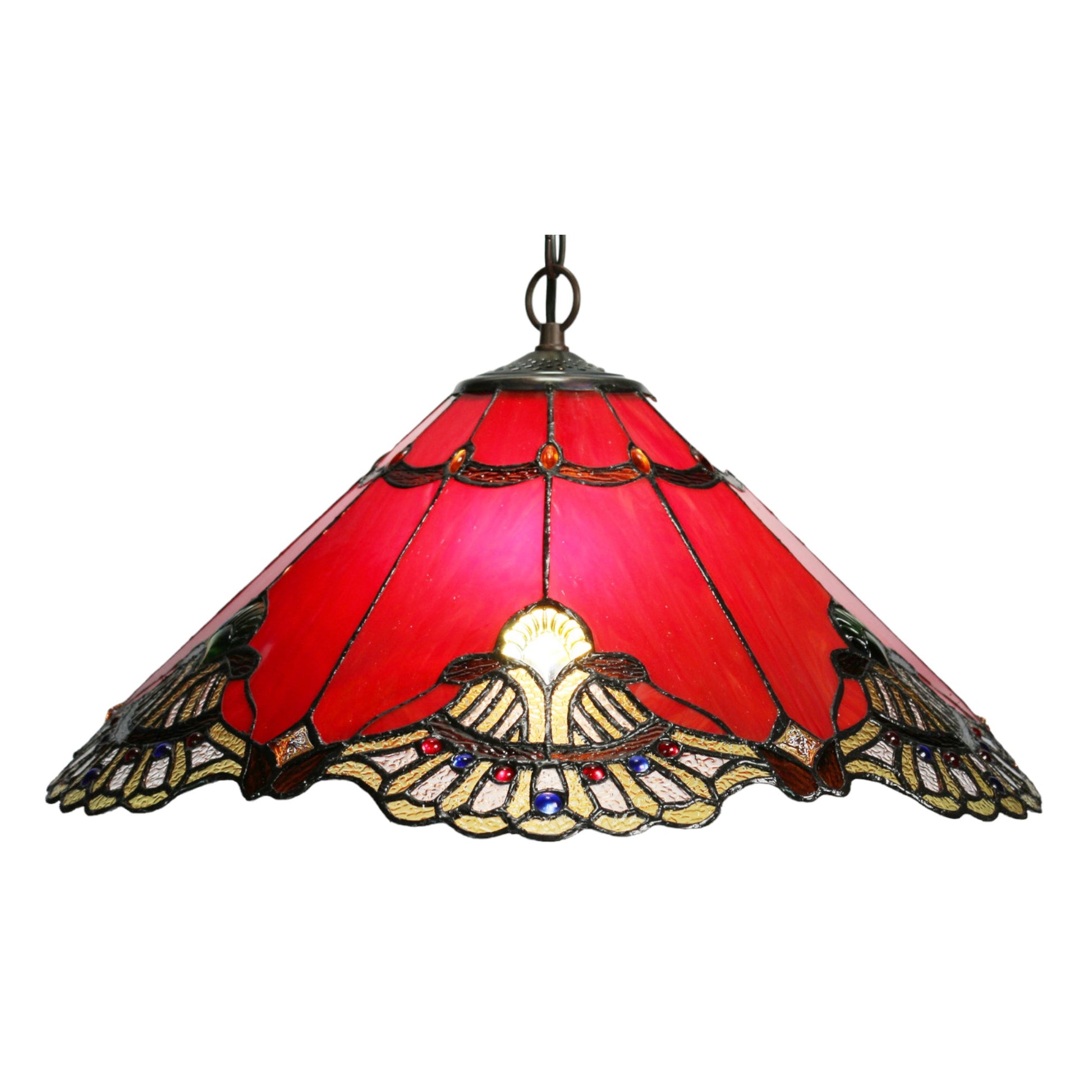 Tiffany Benita Red Stained Glass Pendant Light Pendant Light G&G Bros   