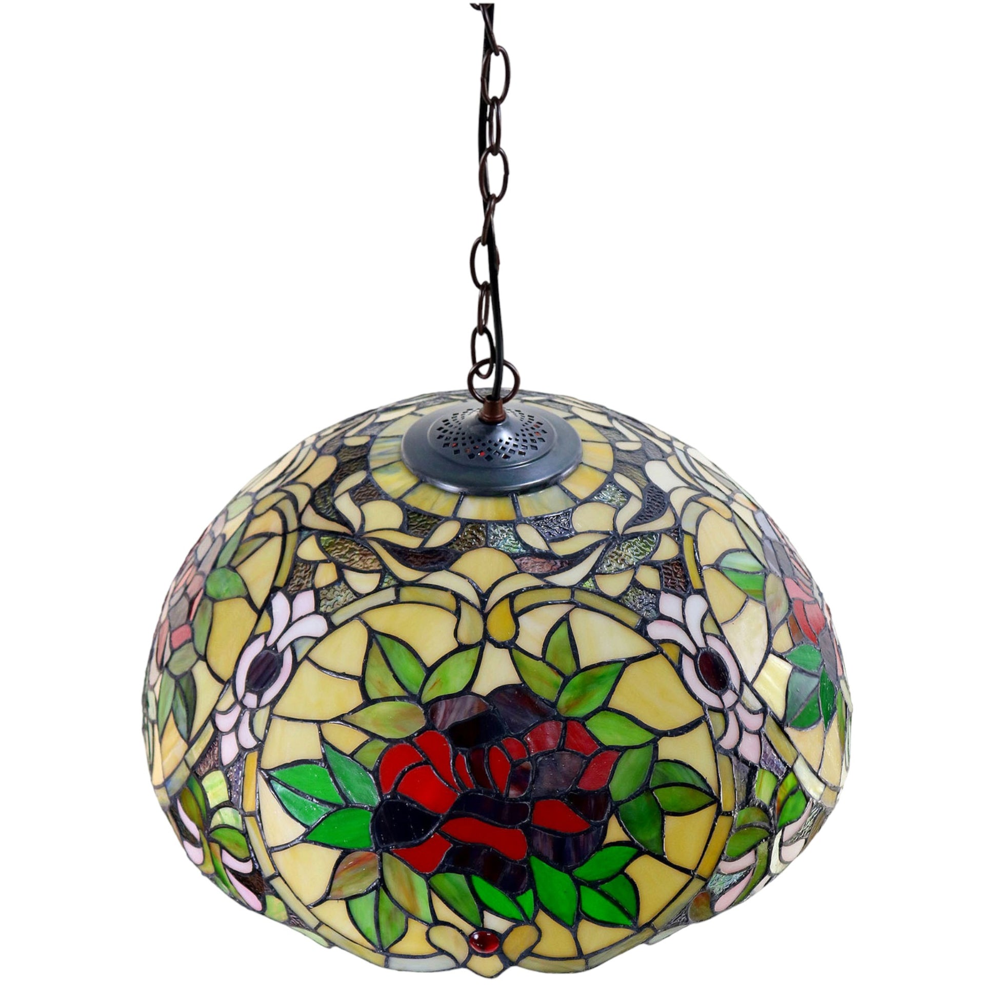 Tiffany Red Camellia Stained Glass Pendant Light Pendant Light G&G Bros   