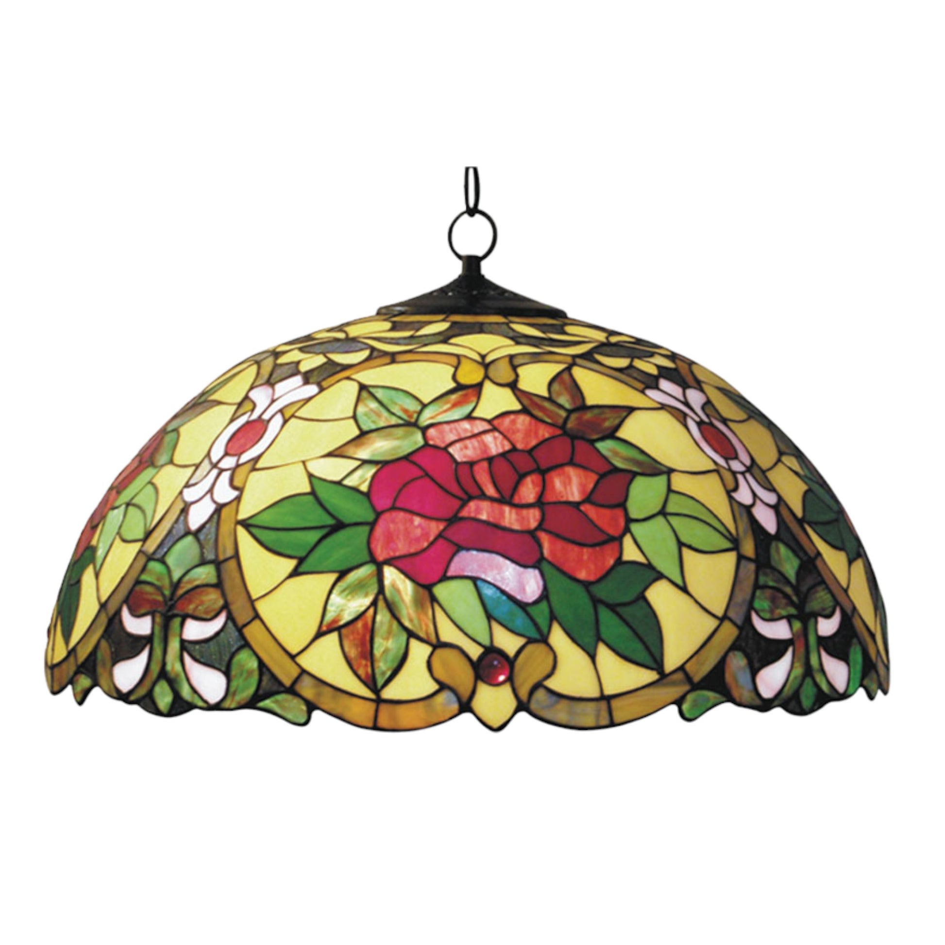 Tiffany Red Camellia Stained Glass Pendant Light Pendant Light G&G Bros   