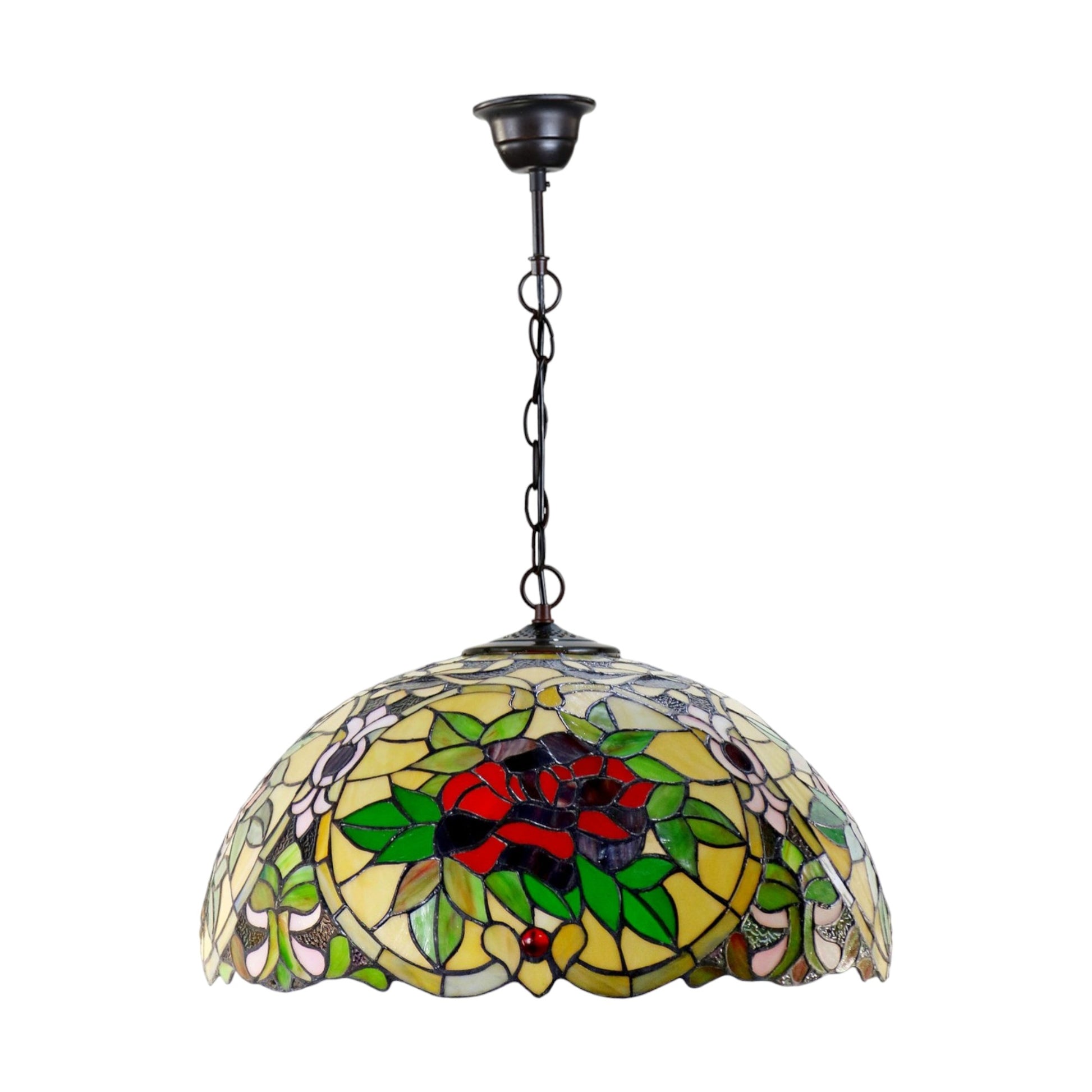 Tiffany Red Camellia Stained Glass Pendant Light Pendant Light G&G Bros   