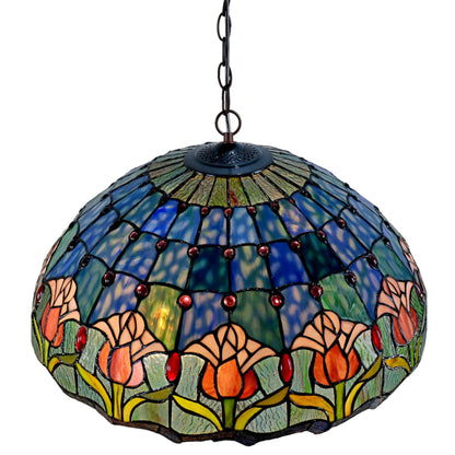 Tiffany Mauve Tulip Stained Glass Pendant Light Pendant Light G&G Bros   