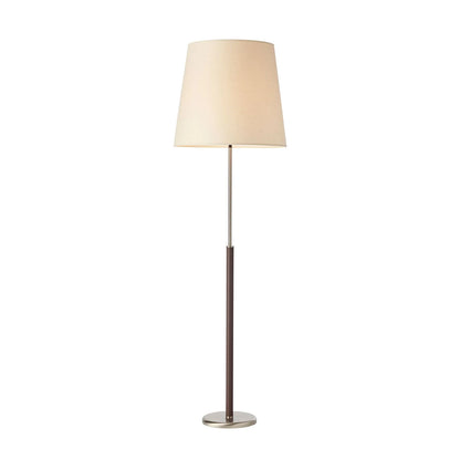 Hamilton Brown Leather Floor Lamp - Satin Chrome Floor Lamp Mayfield Lighting