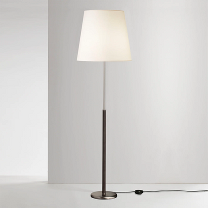 Hamilton Brown Leather Floor Lamp - Satin Chrome Floor Lamp Mayfield Lighting