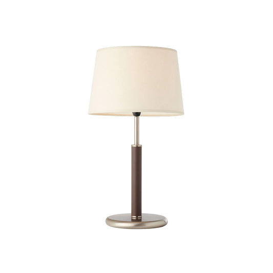Hamilton Brown Leather Table Lamp - Satin Chrome Table Lamp Mayfield Lighting