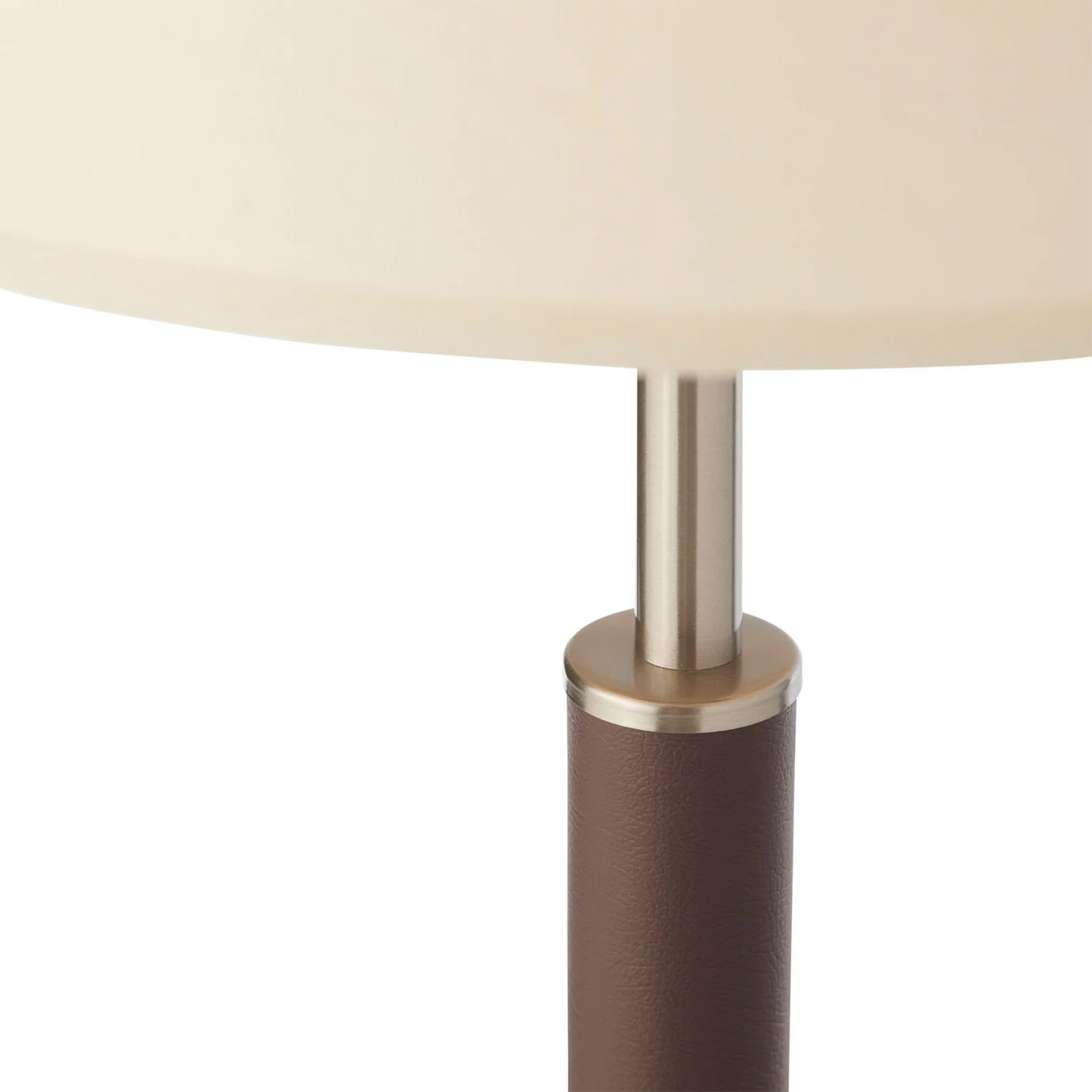 Hamilton Brown Leather Table Lamp - Satin Chrome Table Lamp Mayfield Lighting