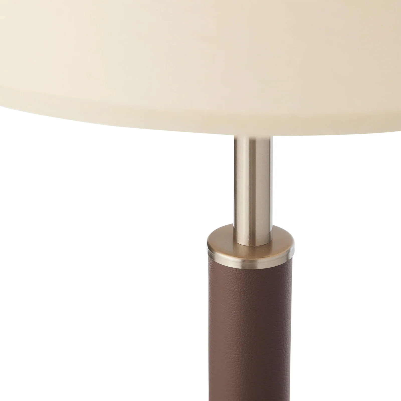 Hamilton Brown Leather Table Lamp - Satin Chrome Table Lamp Mayfield Lighting