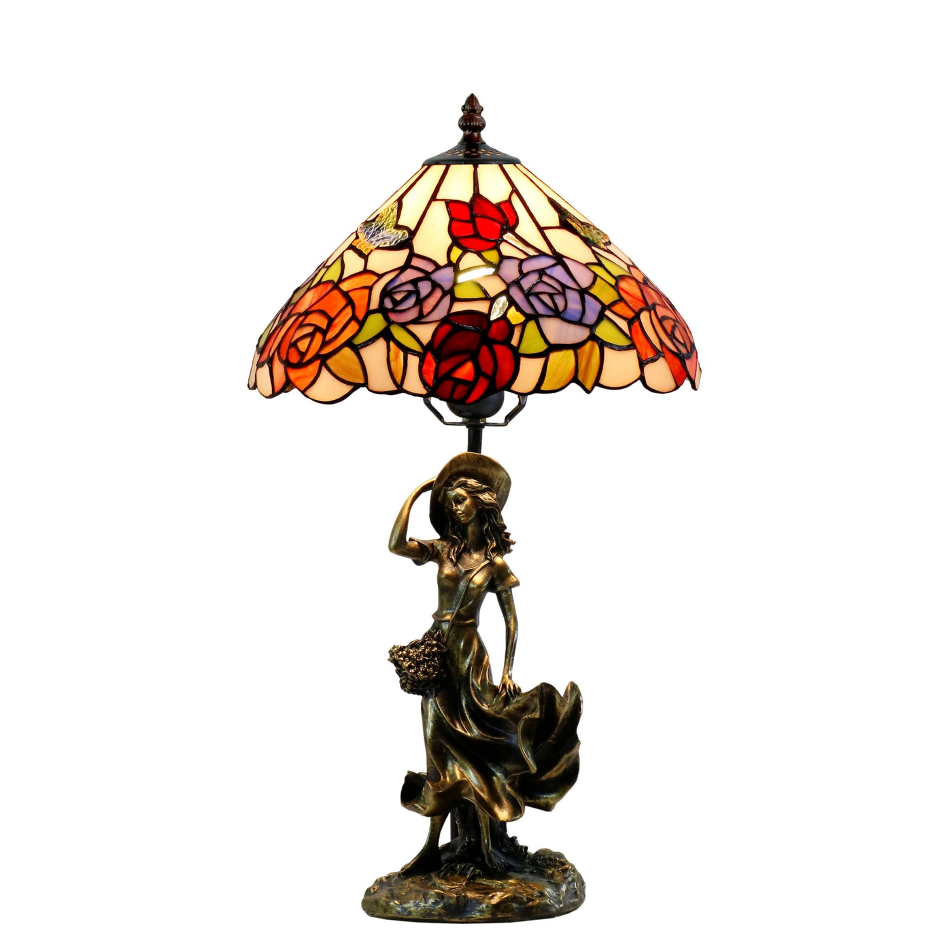Hannah Figurine Stained Glass Table Lamp Table Lamp G&G Bros