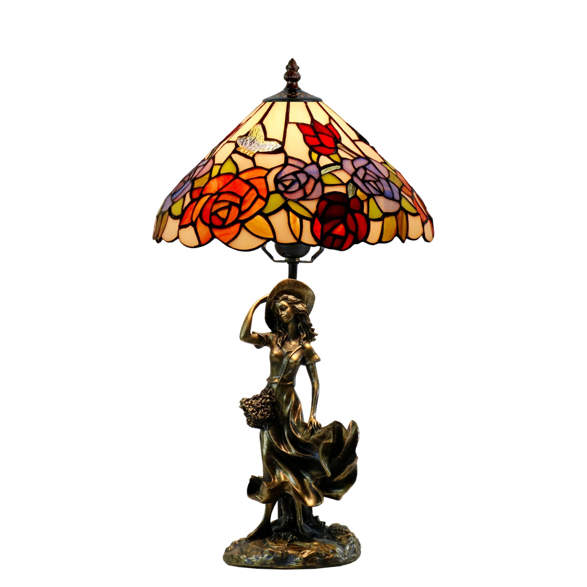 Hannah Figurine Stained Glass Table Lamp Table Lamp G&G Bros