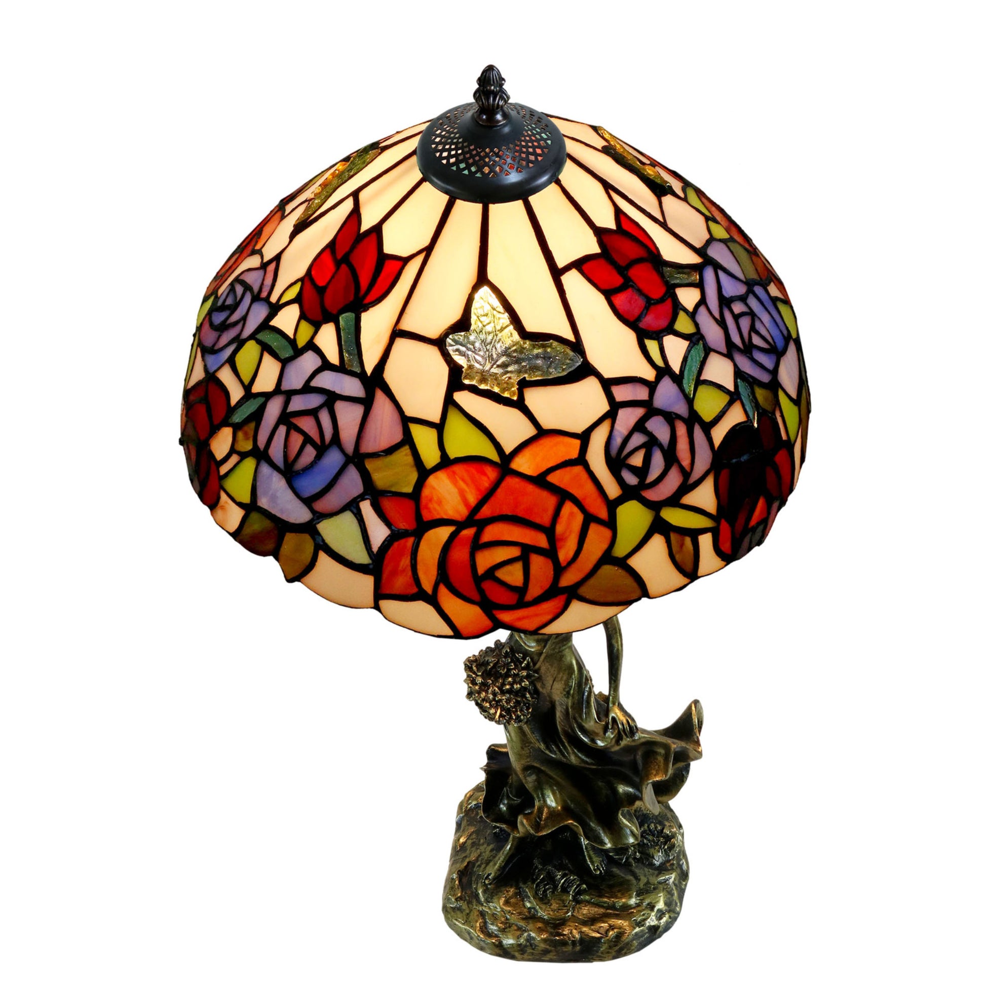 Hannah Figurine Stained Glass Table Lamp Table Lamp G&G Bros