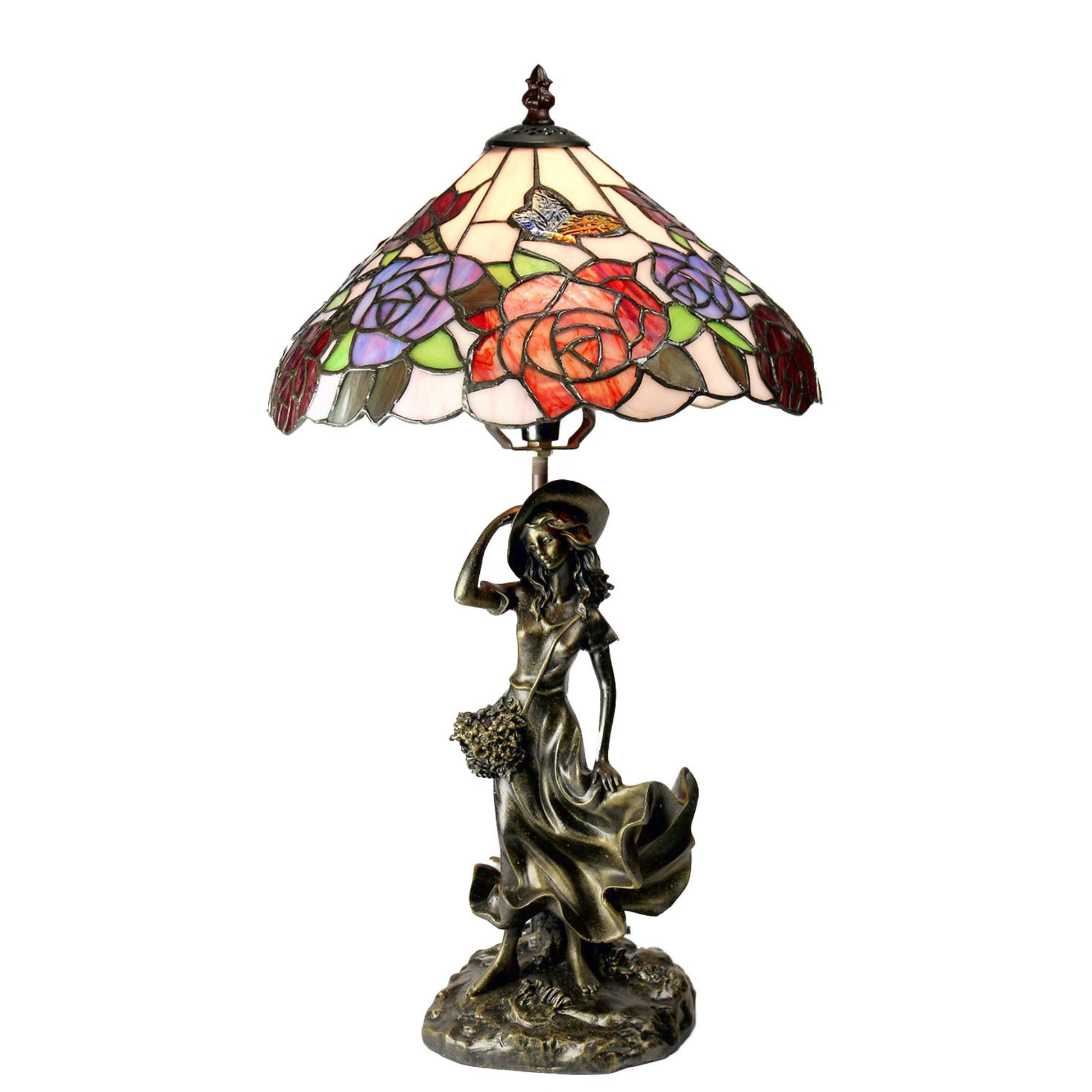 Hannah Figurine Stained Glass Table Lamp Table Lamp G&G Bros