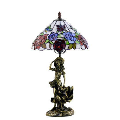 Hannah Figurine Stained Glass Table Lamp Table Lamp G&G Bros