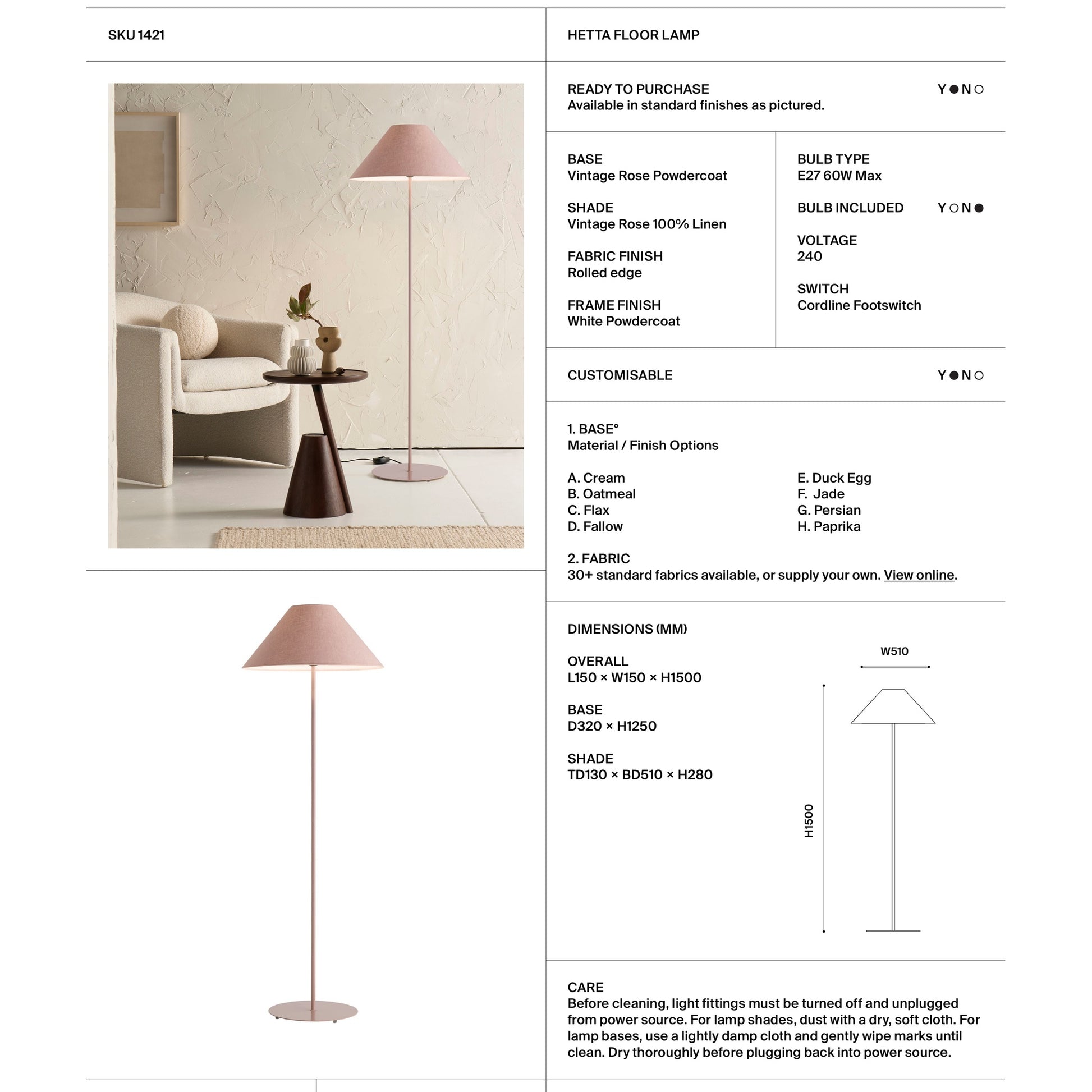 Hetta Linen Floor Lamp Floor Lamp Mayfield Lighting