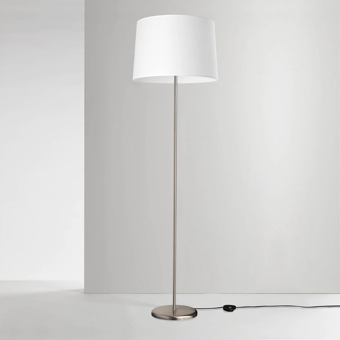 Holly Tapered Shade Floor Lamp - Brushed Chrome Floor Lamp Mayfield Lighting