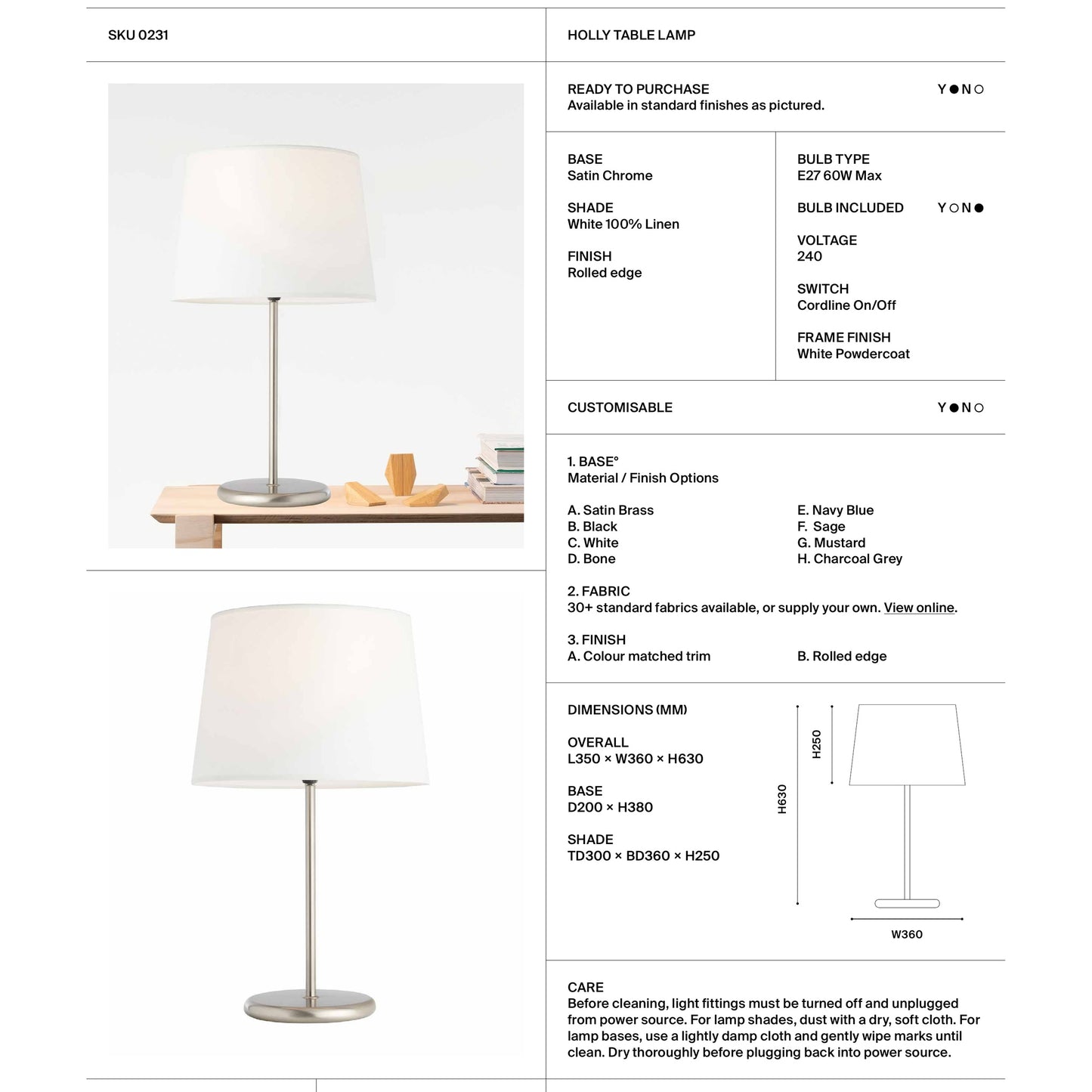 Holly Classic Brushed Chrome Table Lamp Table Lamp Mayfield Lighting