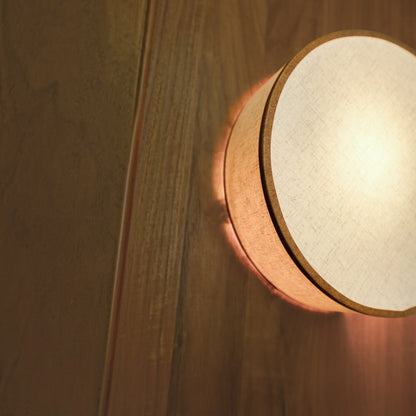Trieste Circular Linen Wall Sconce - Tan Leather Wall Light Gypset Cargo