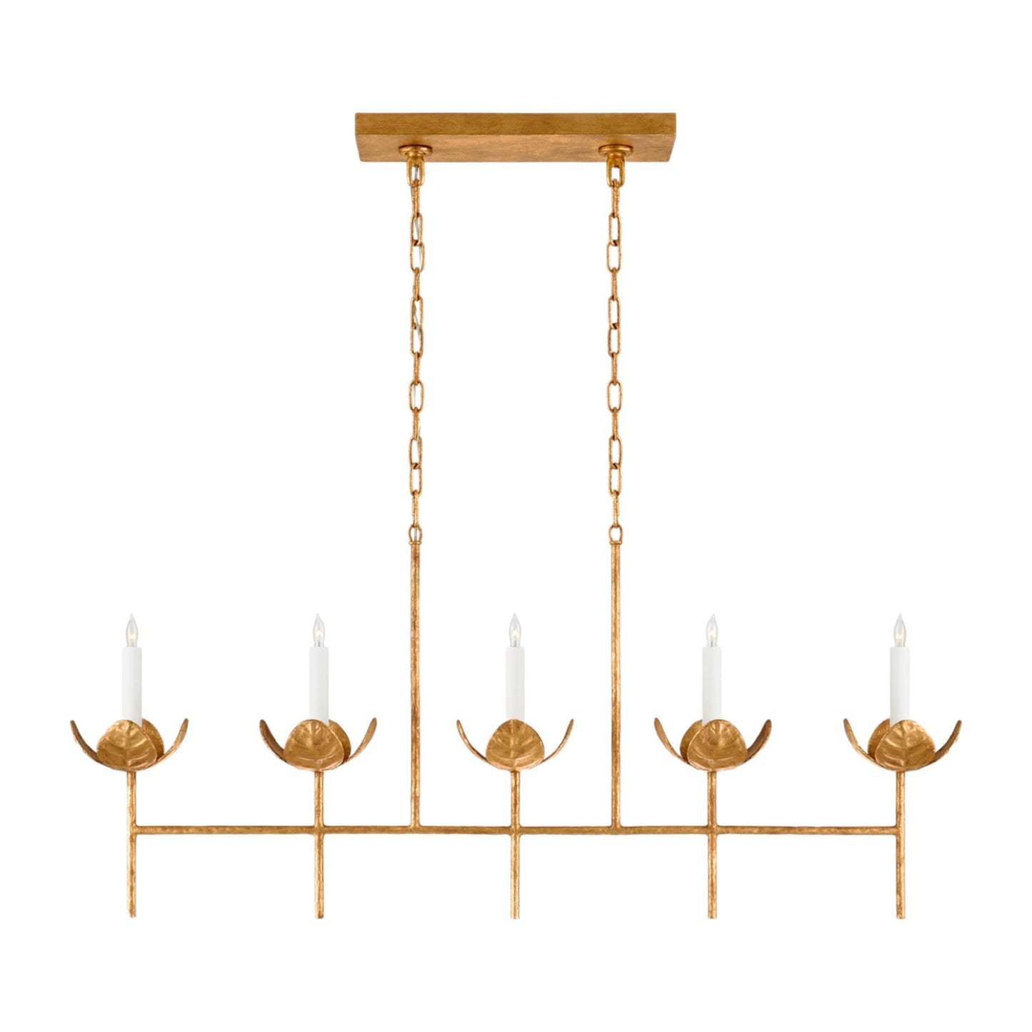 Julie Neill Illana Large Silver Leaf Linear Chandelier - Burnished Silver Pendant Light Bloomingdales Lighting Gild  