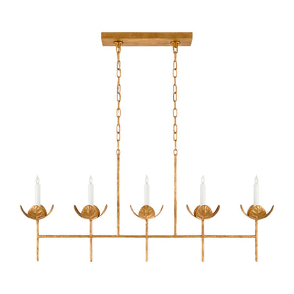 Julie Neill Illana Large Silver Leaf Linear Chandelier - Burnished Silver Pendant Light Bloomingdales Lighting Gild  