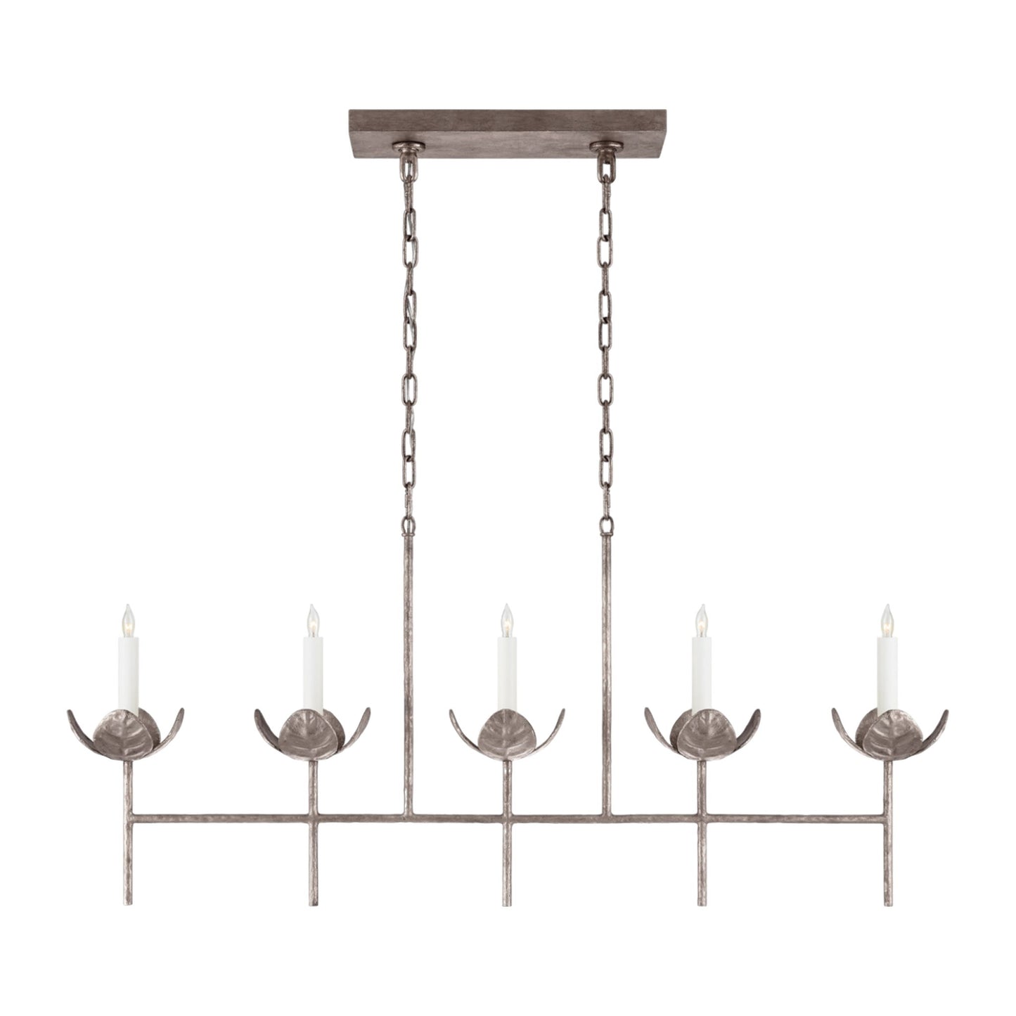 Julie Neill Illana Large Gild Leaf Linear Chandelier Pendant Light Bloomingdales Lighting Silver  