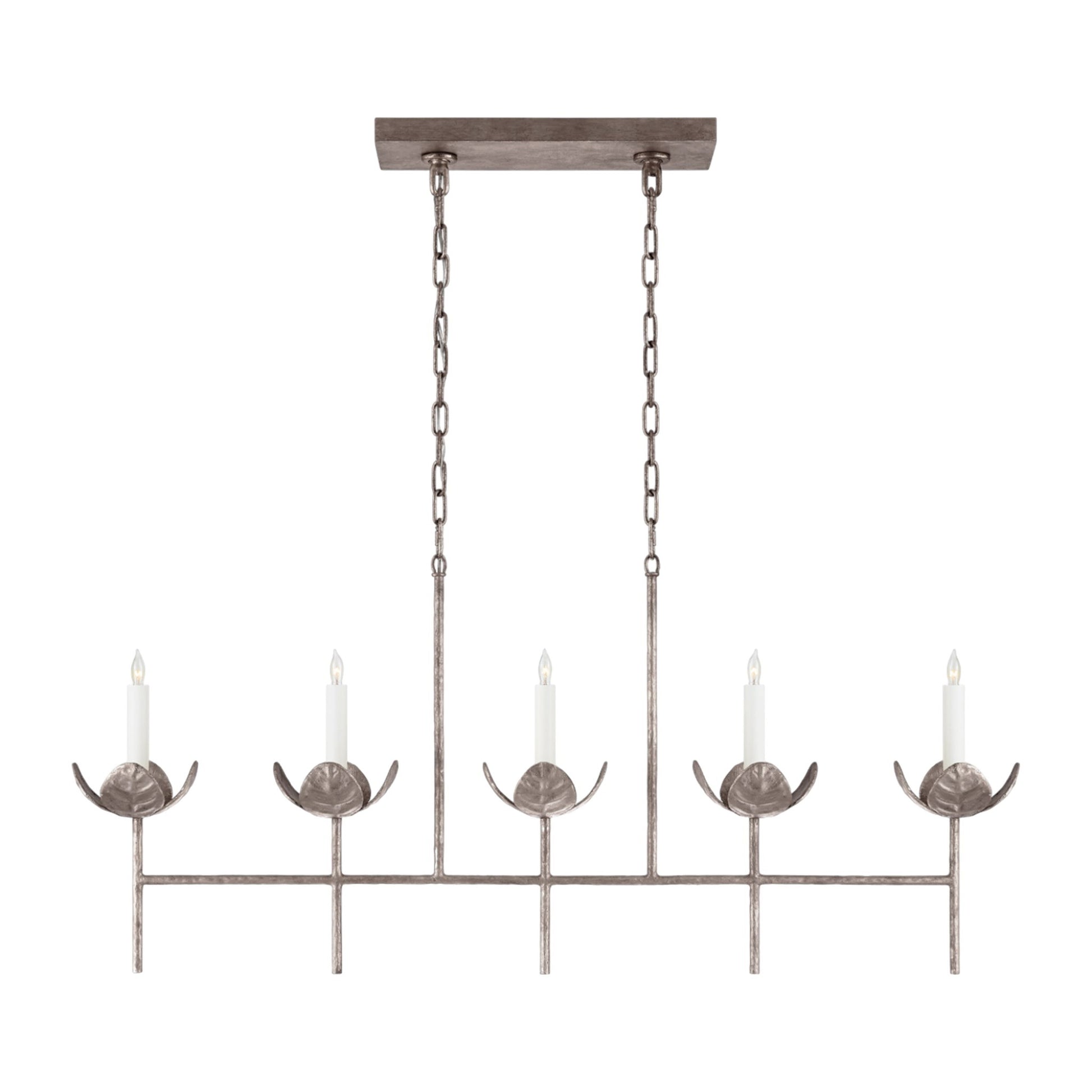 Julie Neill Illana Large Gild Leaf Linear Chandelier Pendant Light Bloomingdales Lighting Silver  