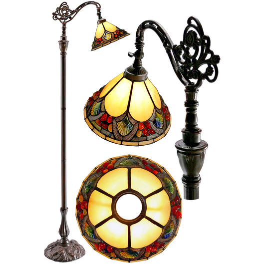 Janay Beige Edwardian Stained Glass Floor Lamp Floor Lamp G&G Bros