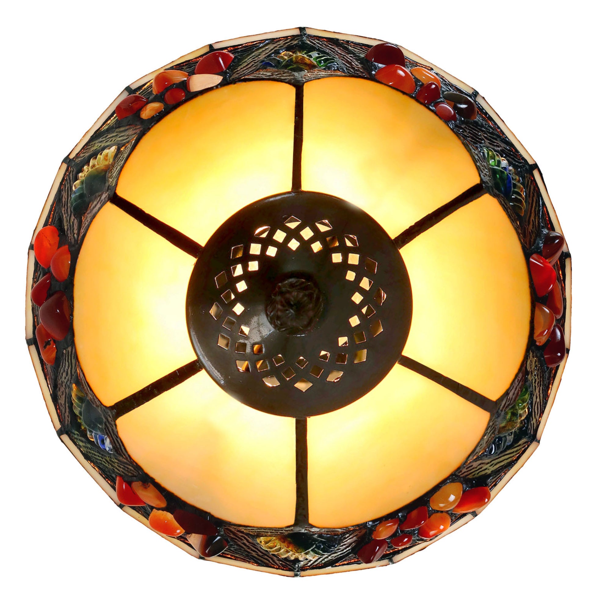 Janay Stained Glass Beige Table Lamp Table Lamp G&G Bros