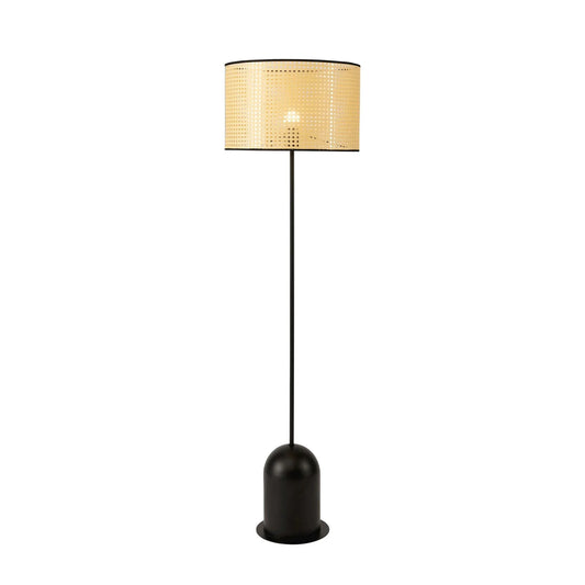 Kimi Open Weave Rattan Floor Lamp - Satin Black Floor Lamp Mayfield Lighting
