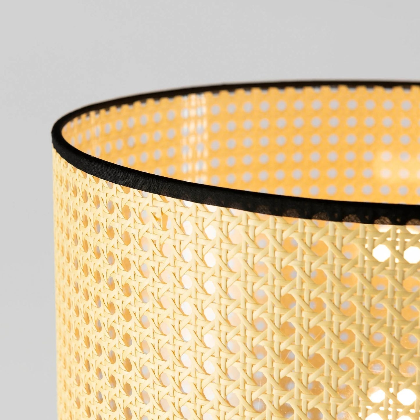 Kimi Open Weave Rattan Floor Lamp - Satin Black Floor Lamp Mayfield Lighting