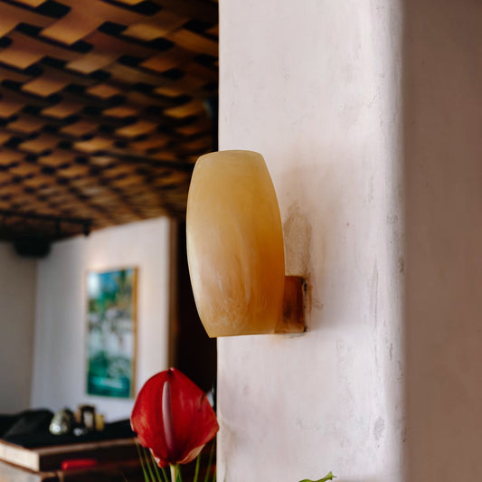 Linz Cast Resin Wall Sconce - Caramel Wall Light Gypset Cargo