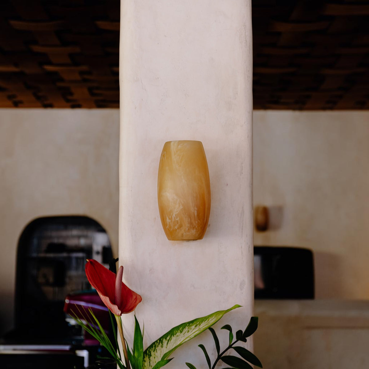 Linz Cast Resin Wall Sconce - Caramel Wall Light Gypset Cargo