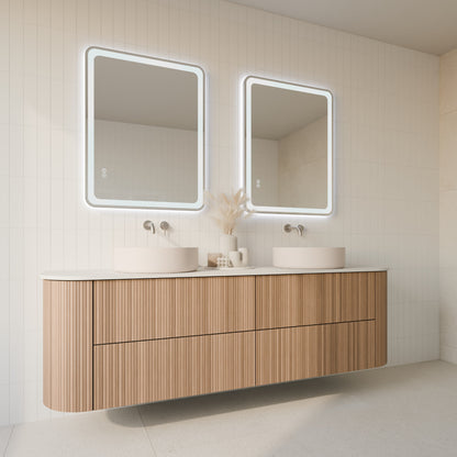 Lume Framed Rectangular LED Bathroom Mirror Mirror Lumixe 900 x 700mm Brushed Nickel Standard