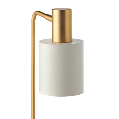 Mahala Adjustable White Marble Desk Lamp - Satin Brass Desk Lamp Mayfield Lighting