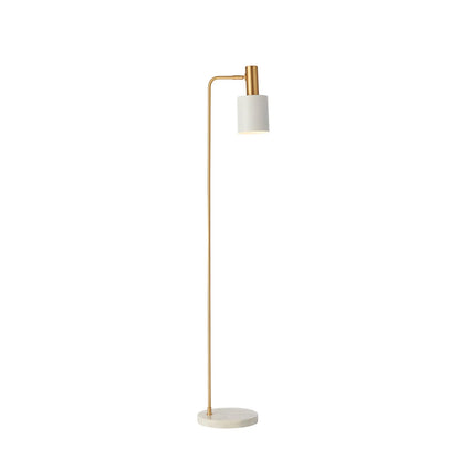 Mahala White Marble Floor Lamp - Satin Brass Floor Lamp Mayfield Lighting